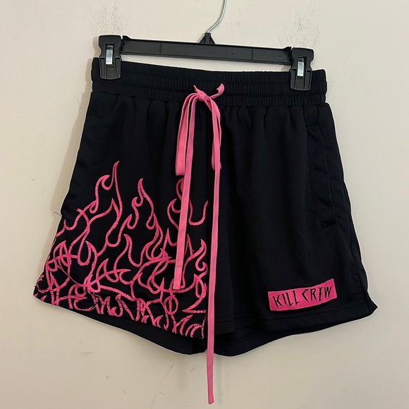 Kill Crew Pants - Kill Crew Black & Pink Athletic Shorts Size Medium